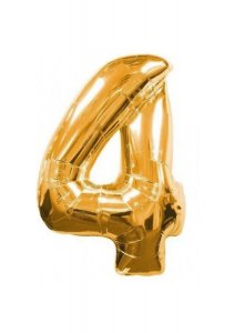 Balon fóliový zlatý číslo 4 - 106 cm