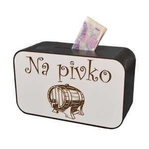 Dřevěná pokladnička s nápisem - Na pivko