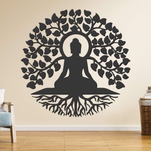Dřevěný strom života - Buddha